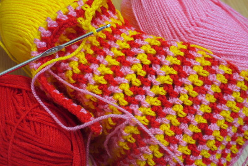 colourful clashing crochet colours