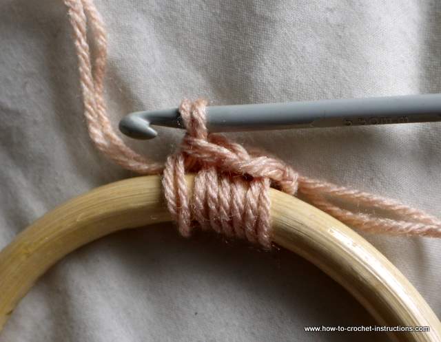 crocheting directly onto a wooden handle