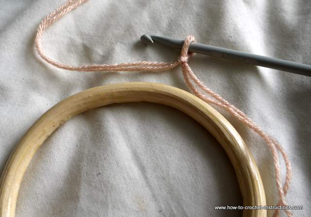 crocheting directly onto a wooden handle