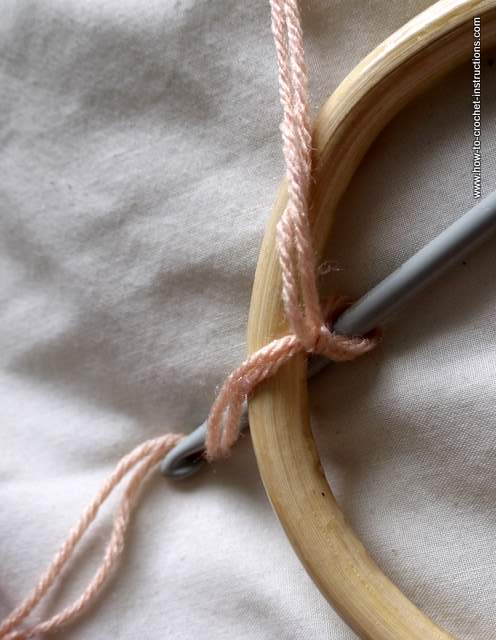 crocheting directly onto a wooden handle