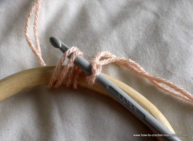 crocheting directly onto a wooden handle