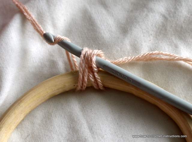 crocheting directly onto a wooden handle