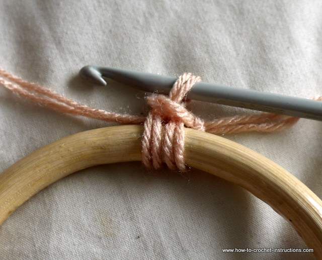 crocheting directly onto a wooden handle