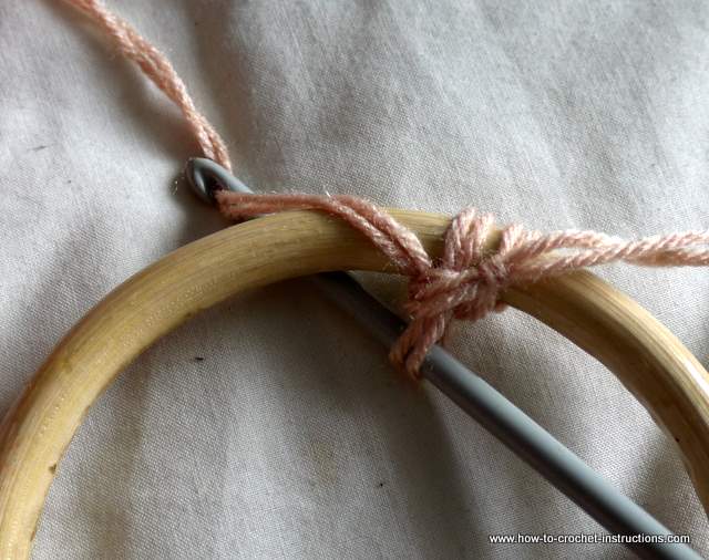 crocheting directly onto a wooden handle